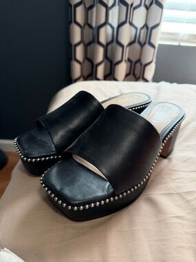 Gianni Bini Black Studded Platform Mules